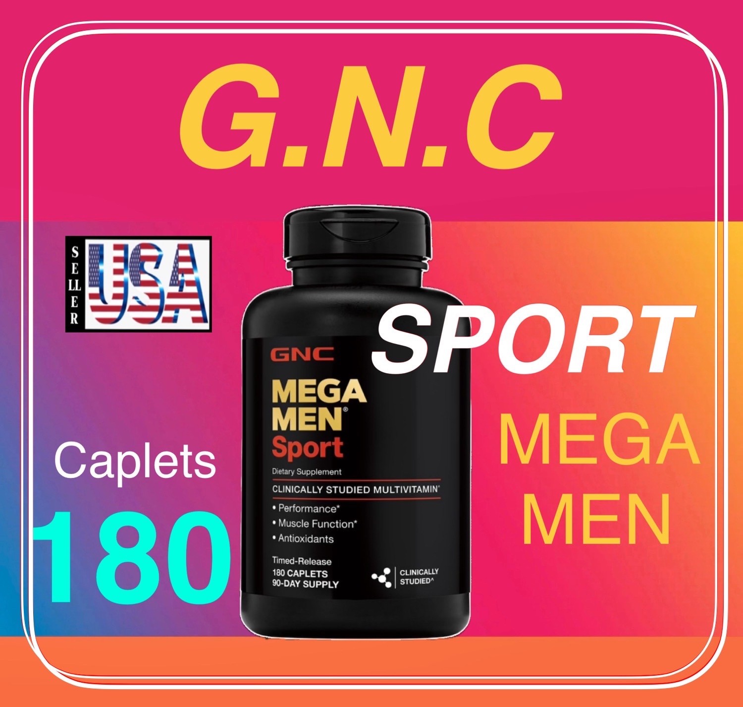 GNC MEGA MEN® SPORT, 180ct , A CLINICALLY STUDIED MULTIVITAMIN, Mega Man SPORT
