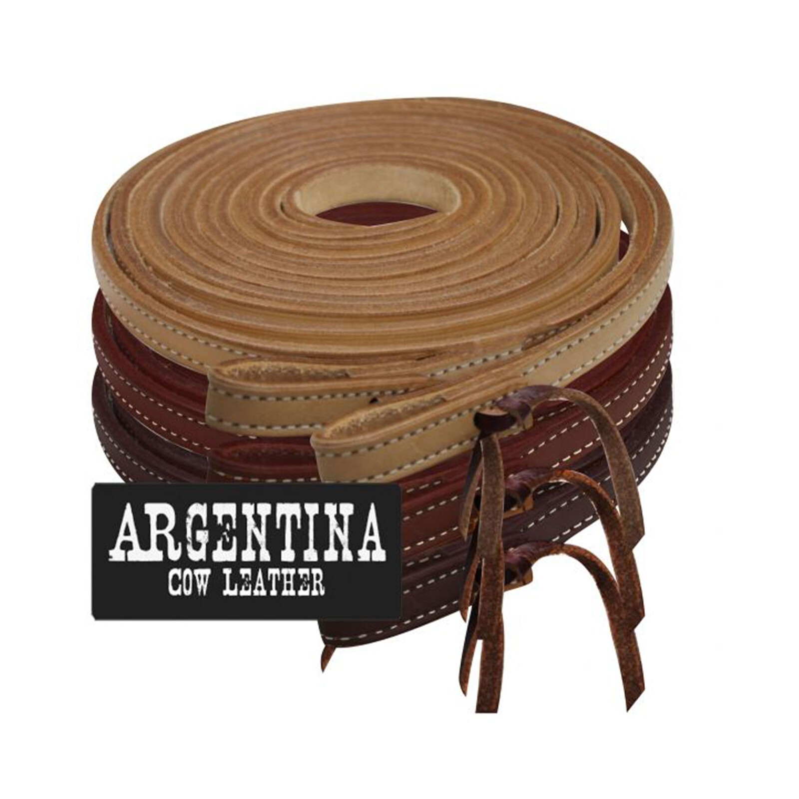 SPLIT REINS 5/8" x  8' Argentina Cowhide Super Soft 8 ft Leather with Tie Ends