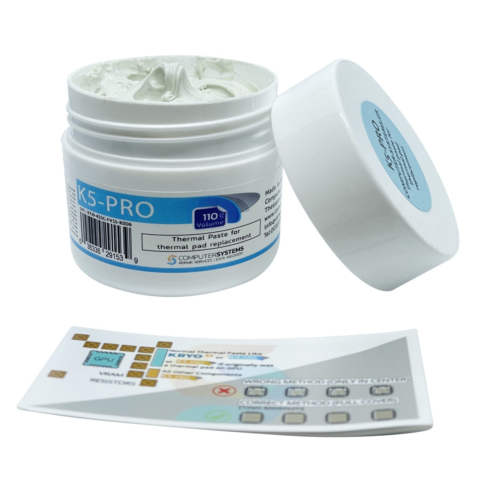 K5 PRO 110g jar DIY thermal putty for pad replacement; non conductive; 5.3 W/mK*