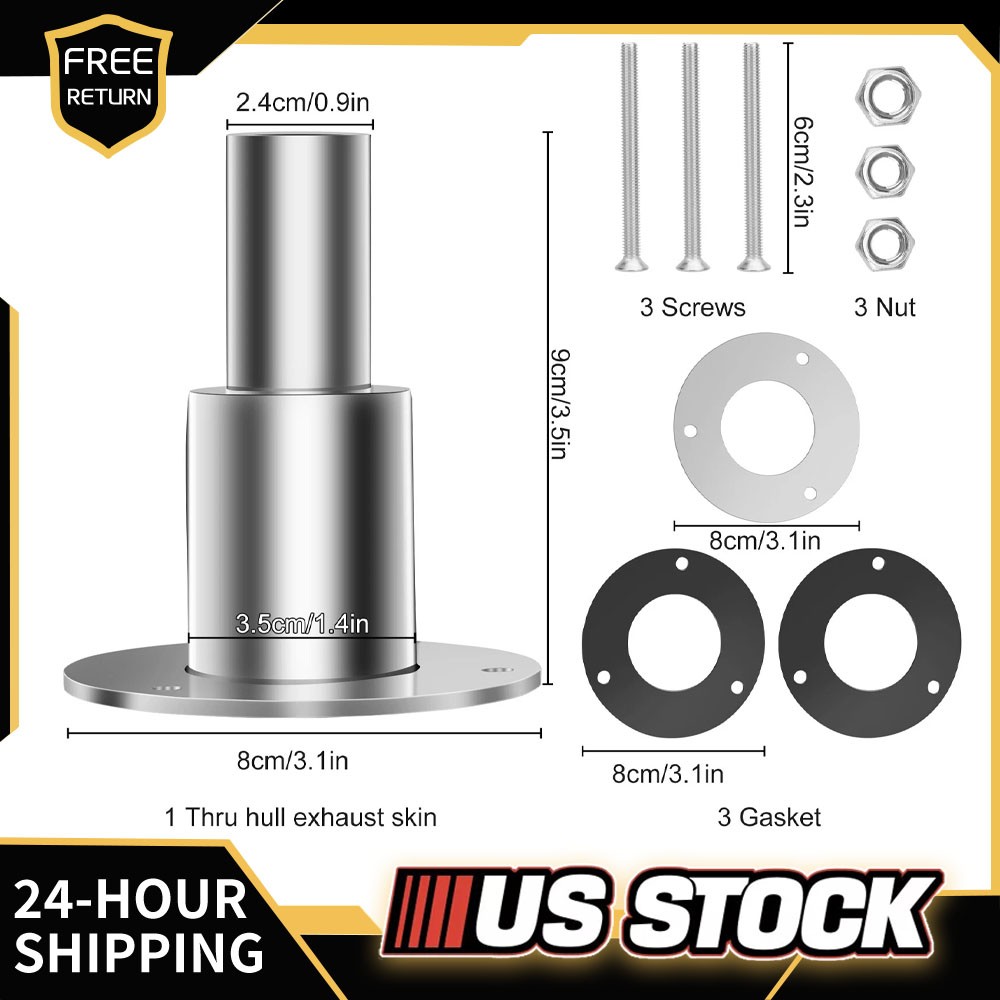 For Diesel Heaters 316 Stainless Steel Thru Hull Exhaust Fittings 24mm Pipe Tube