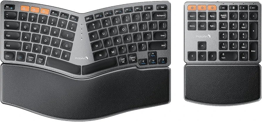 ProtoArc EK04 Wireless Ergonomic Keyboard Split Design Bluetooth Space Gray