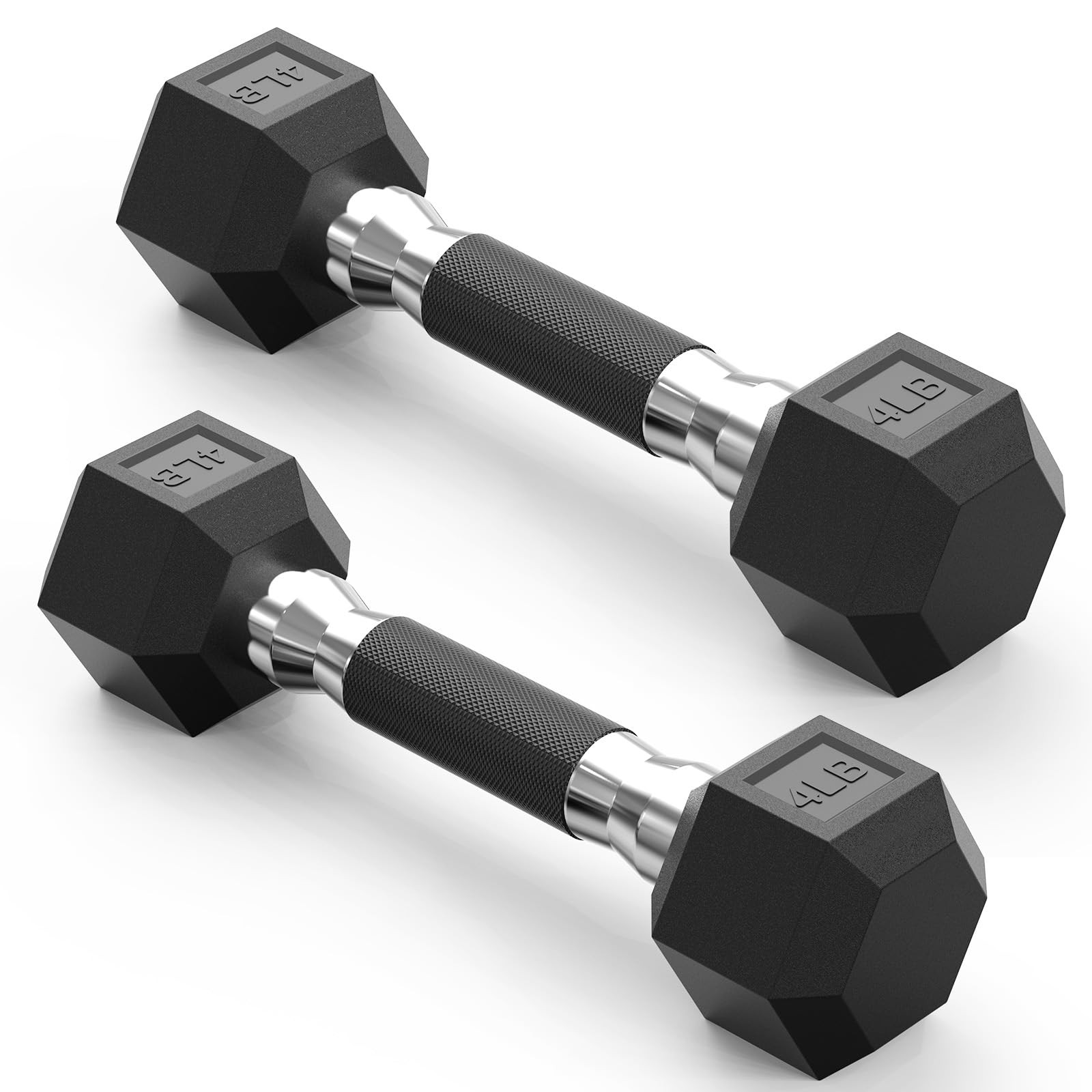 papababe Dumbbell Set Rubber Grip 4 lb Pair