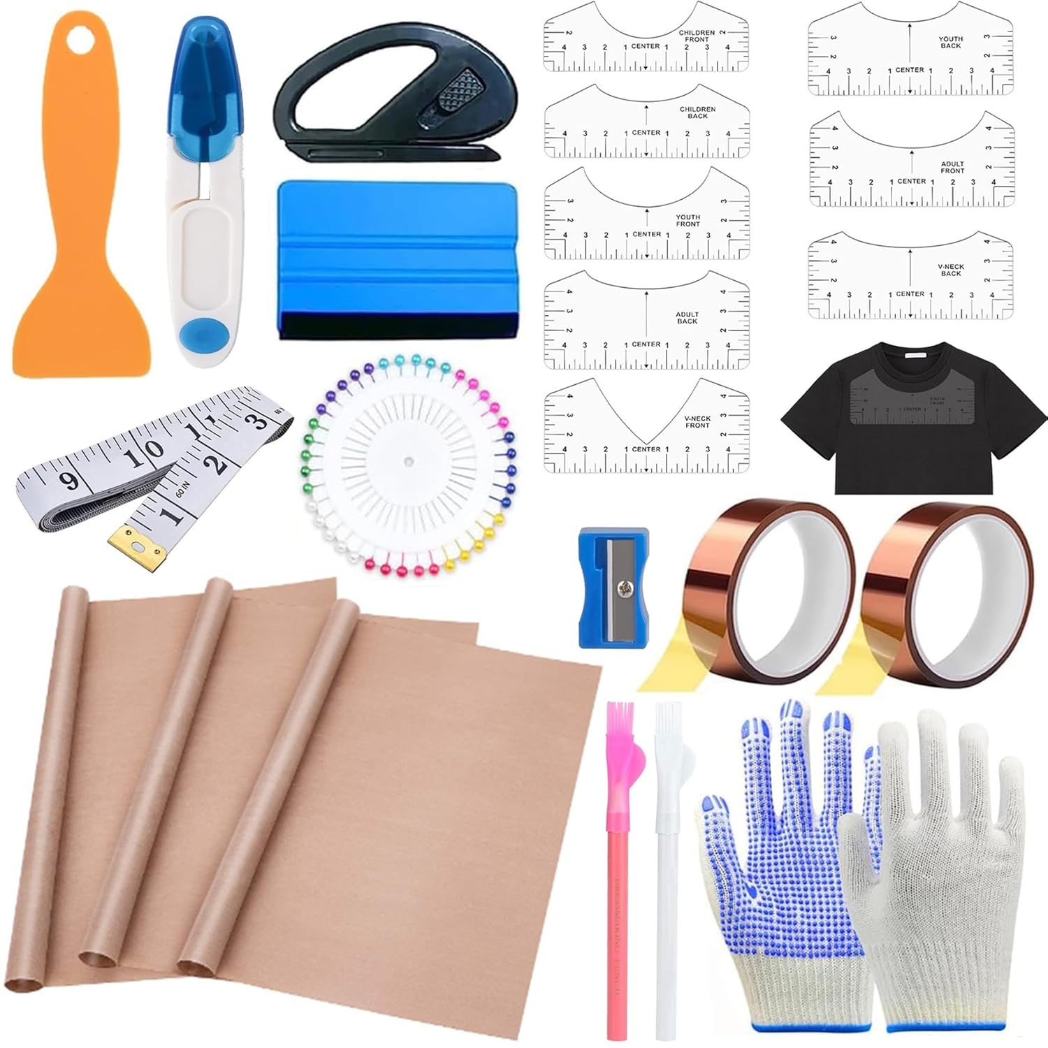Sublimation T Shirt Tool Kit Heat Press Machine Kit 8 T Shirt Rulers Teflon