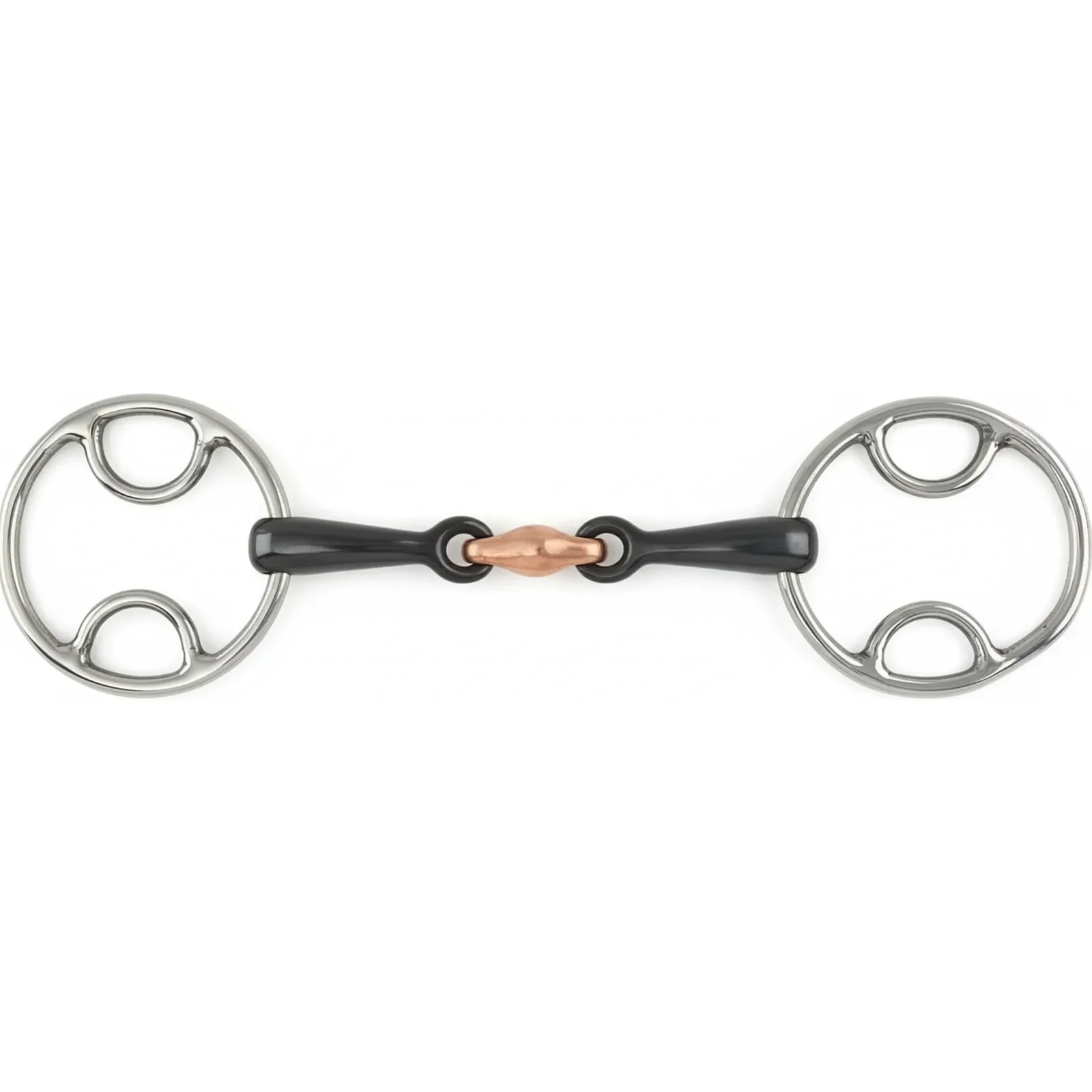 Shires Black Sweet Iron Bevel Bit with Copper Lozenge - Stainless Steel Cheeks