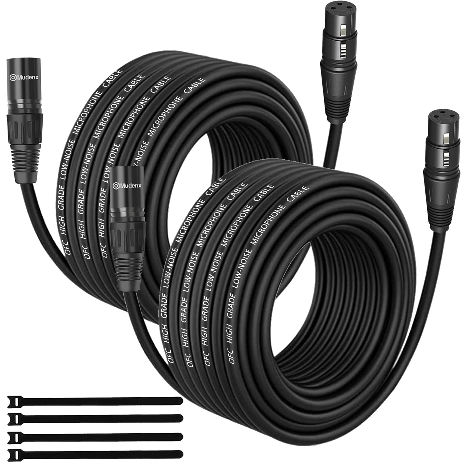 XLR Cables 25FT 2 Pack,Oxygen-Free Copper Balanced Microphone Cord Male to Fe...