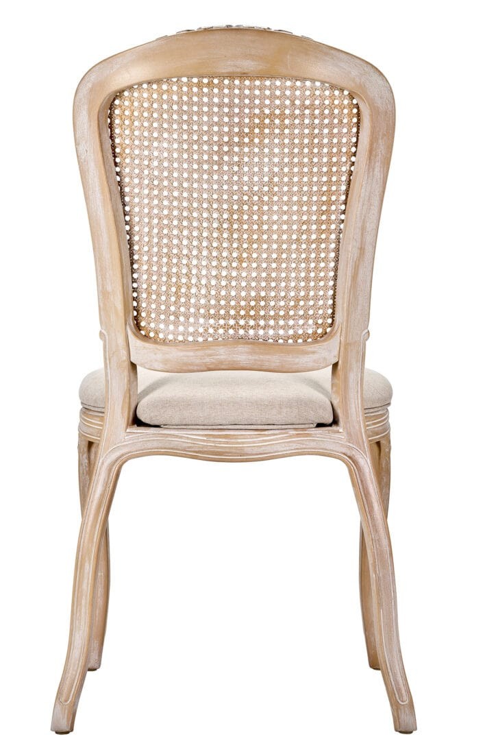 Natural White Washed Resin Royal Chair with Beige Tweed Seat by Chivari