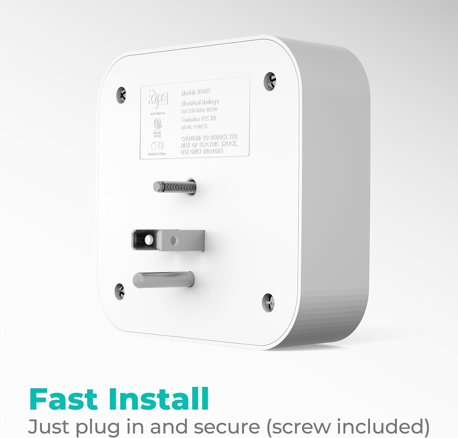 KMC Smart Tap Mini 2-Pack, 4-Outlet Wall Mounted Plug Adapter, 3...