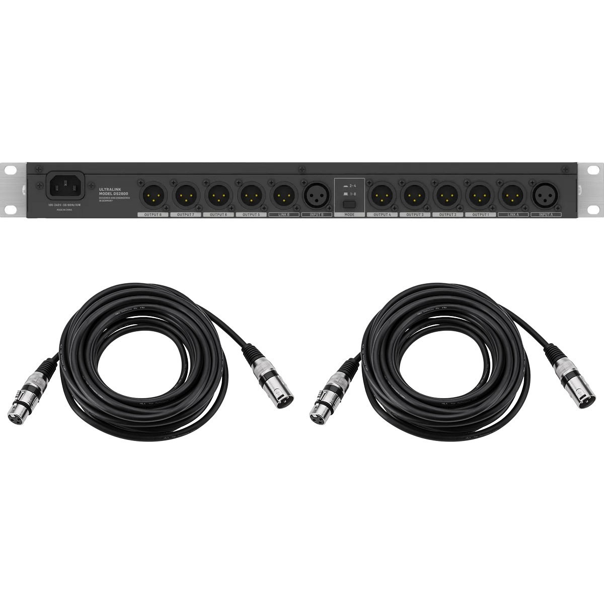 Behringer DS2800 Professional 2-Input/8-Output Distribution Splitter, Bundle wit
