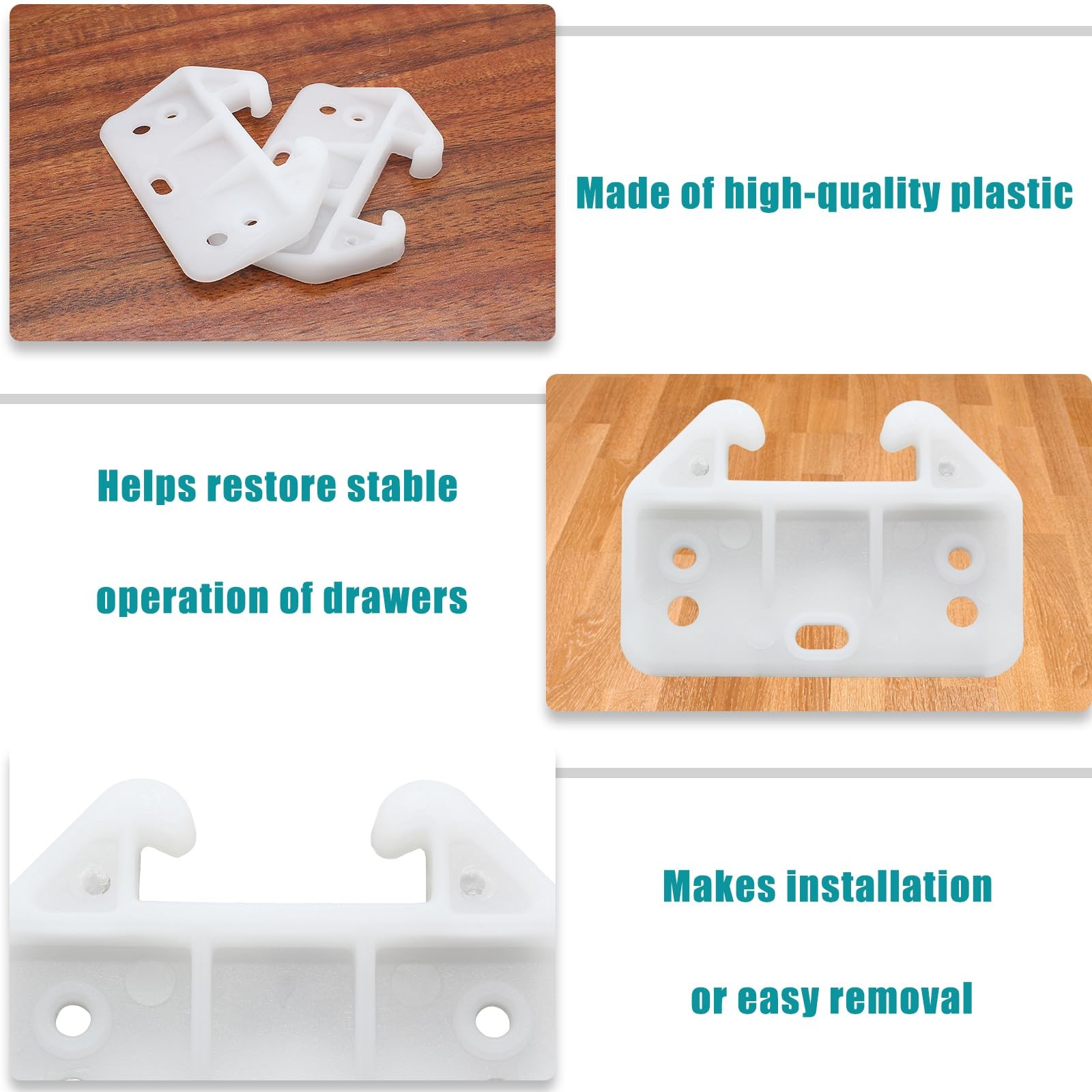 20pcs Plastic Drawer Guides, Rear Drawer Track Guide Replacement, Center Moun...