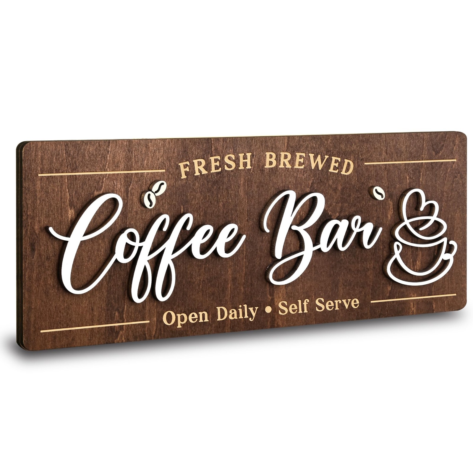 Woodamore Coffee Bar Signs for Wall Decor - Vintage 10 inch, Sign