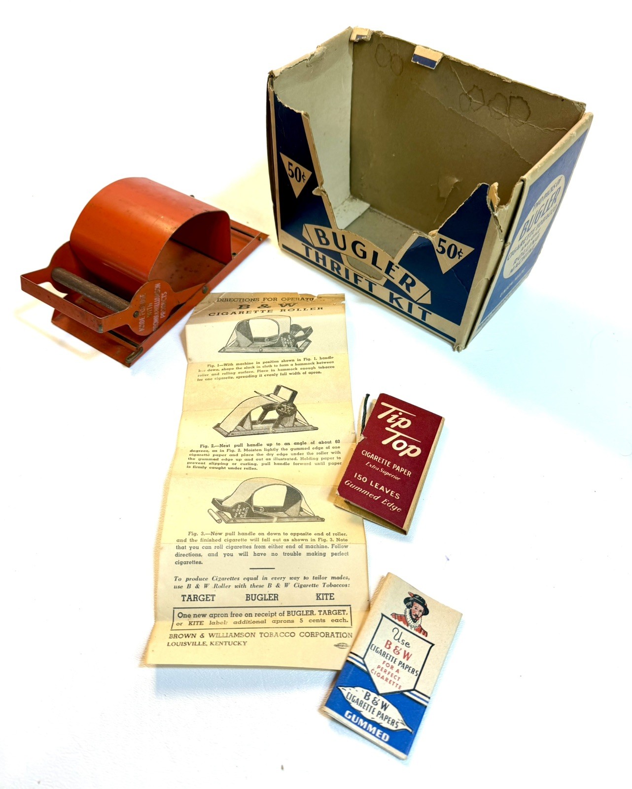 Vintage Bugler Thrift Kit Cigarette Rolling Machine in Original Box w/DIRECTIONS