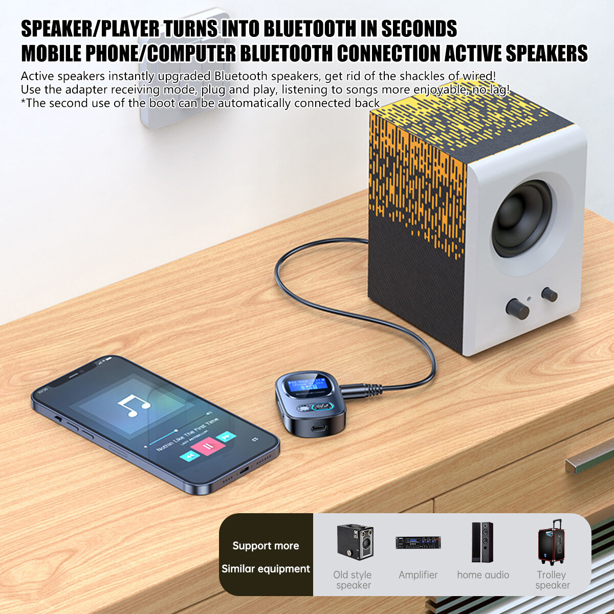 Bluetooth 5.3 USB Wireless Transmitter Portable Receiver Audio Adapter 3.5mm Aux