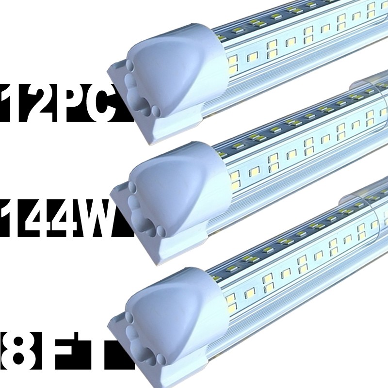 12/48PC T8 8FT Led Shop Light Fixture 144W Led Tube Light 8 Foot Led Bulbs 6500K