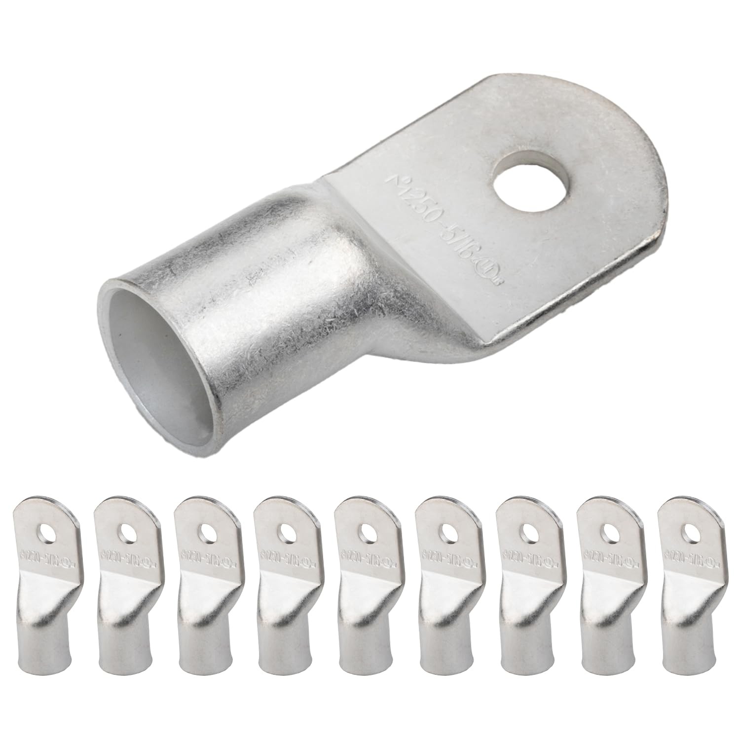 SELTERM 10pcs 250 MCM-5/16 Stud Tinned Copper Wire Lugs, Heavy Duty Battery C...