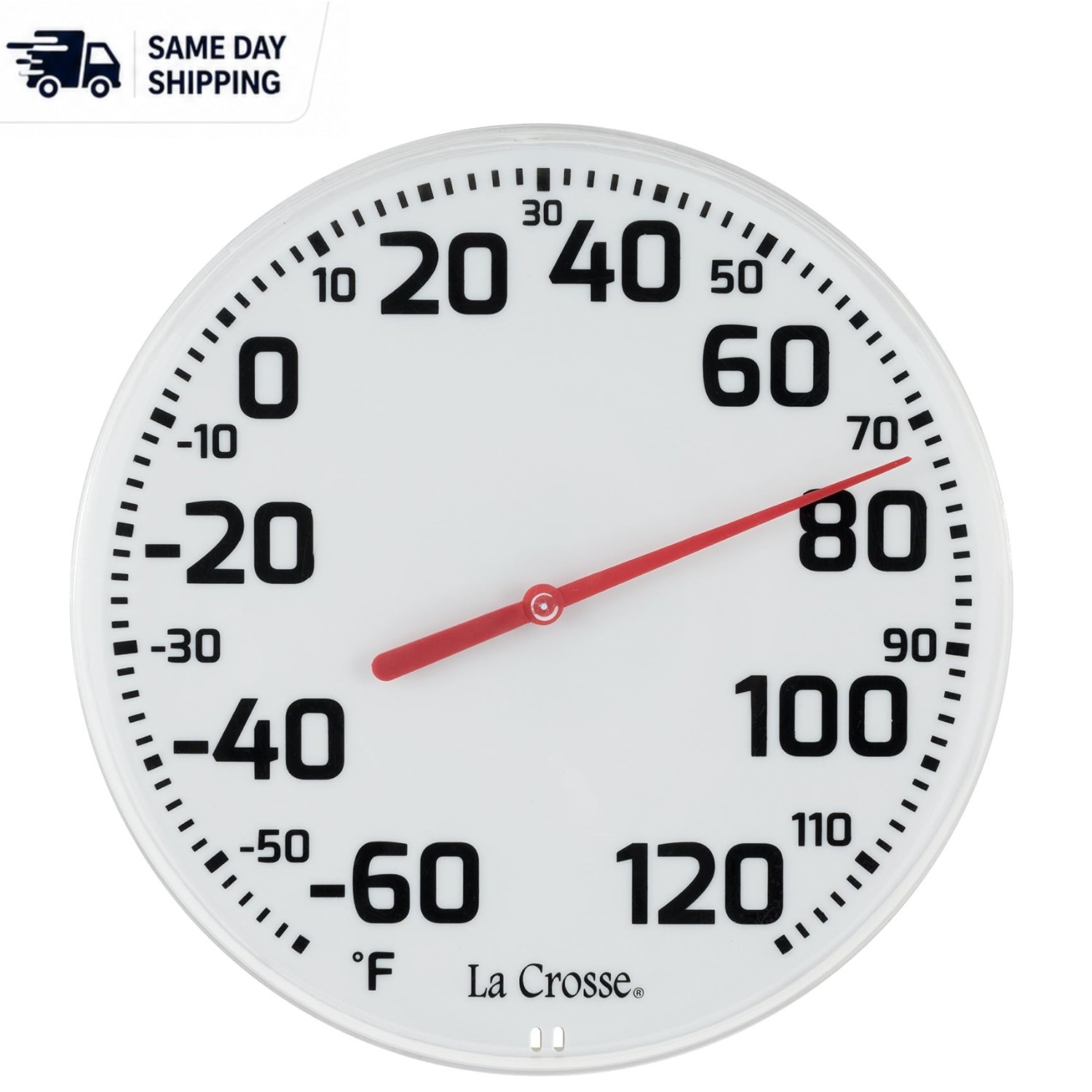 La Crosse 8-Inch Round Analog Indoor/Outdoor Thermometer - Classic White