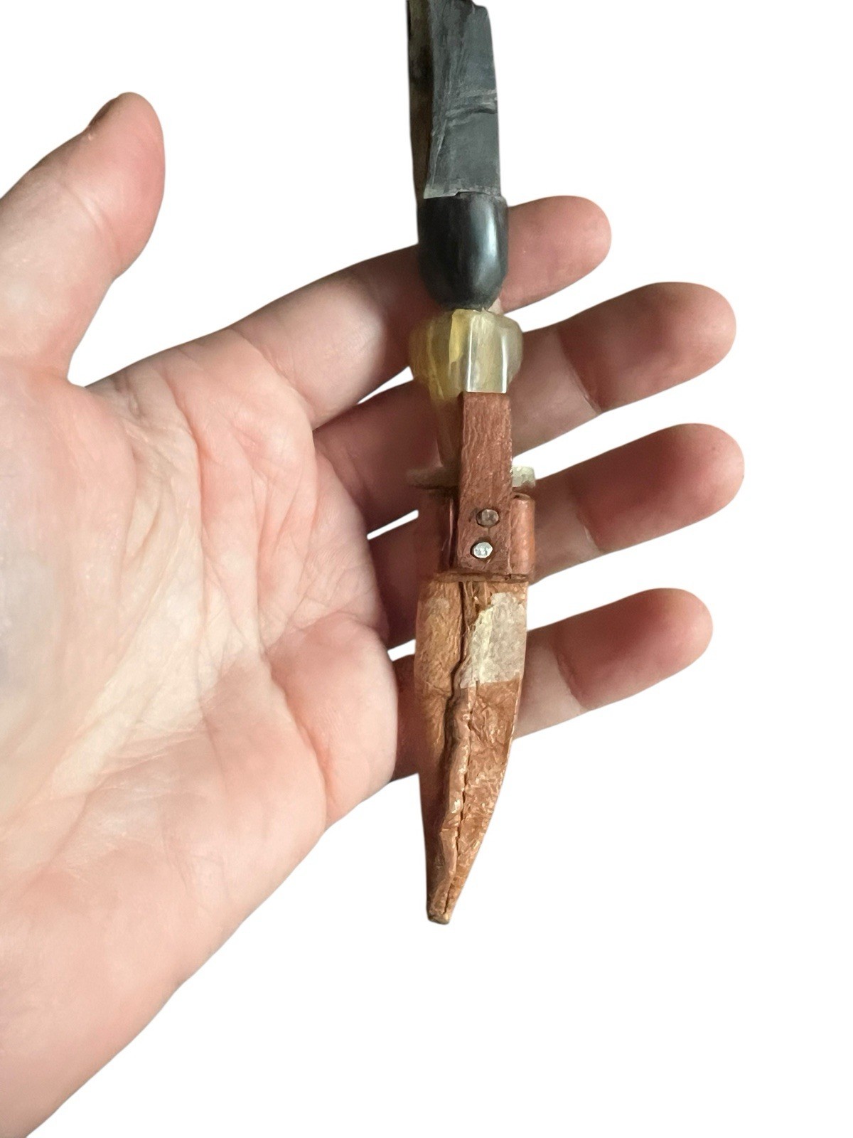 Guatemalan Chichicastenango Fixed Blade Knife W/ Sheath Carved Handle