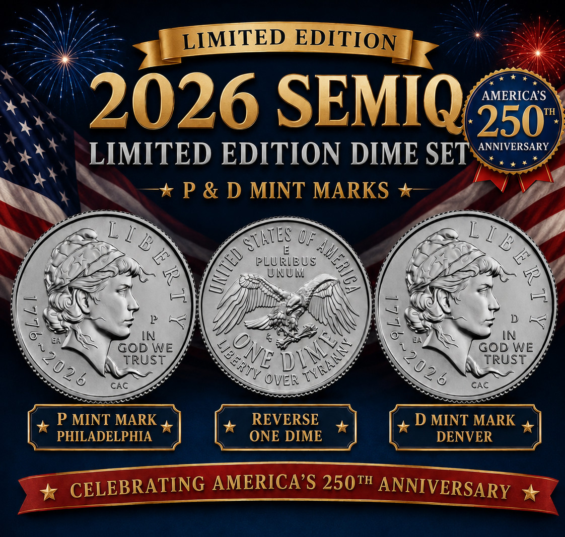 🪙 1776 - 2026 Emerging Liberty Dime P&D Set of 2 Dual Date Semiquincentennial