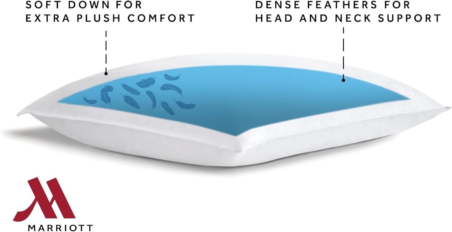 Marriott Luxury Hotel Pillows | King Size Feather & Down Pillow for Side & Back