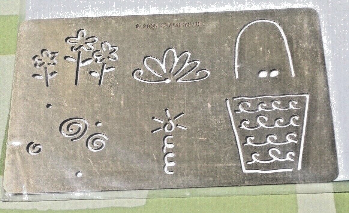 Stampin Up Classy Brass Template Emboss Candle, Flower, Basket, New