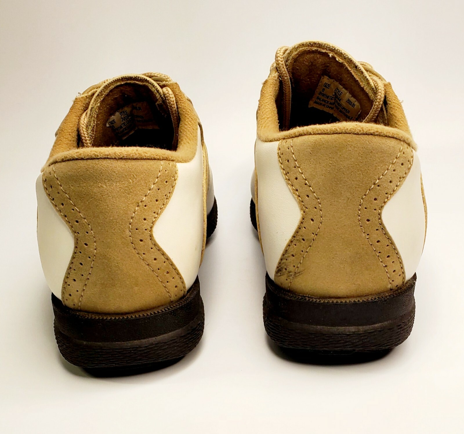 Austin Golf Shoes Boys Size 8 Birdie #JV5944 Tan /White Lace-Up Preowned