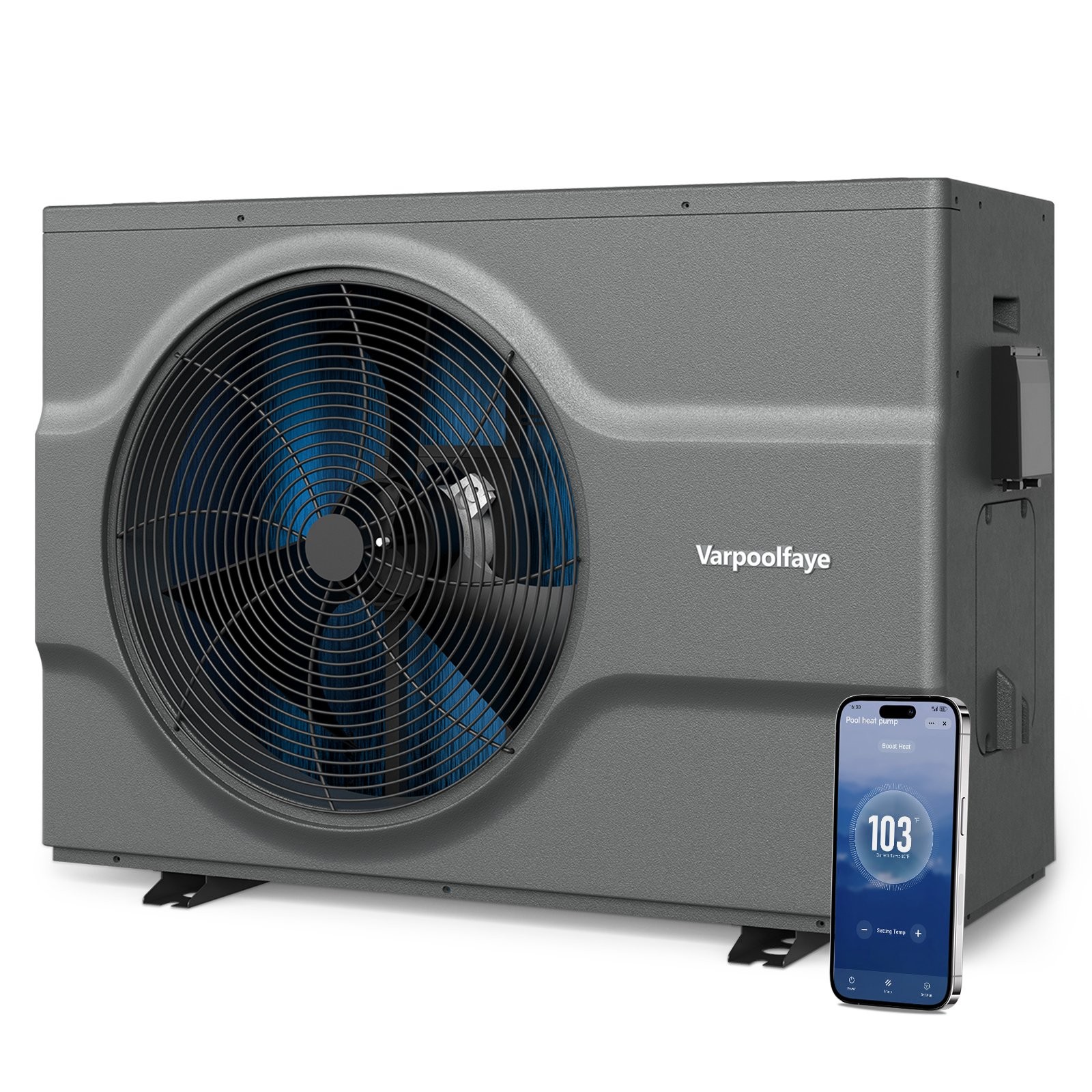 Smart Pool Heat Pump 120000 BTU for Above and In Ground Pool Efficient 33000 Gal