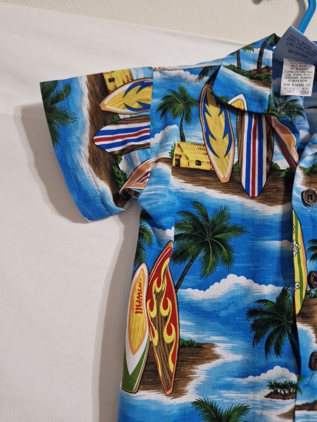 RJC Baby Boys Shirt Size 12months Made In Hawaii Style 1261 100% Cotton Surfer