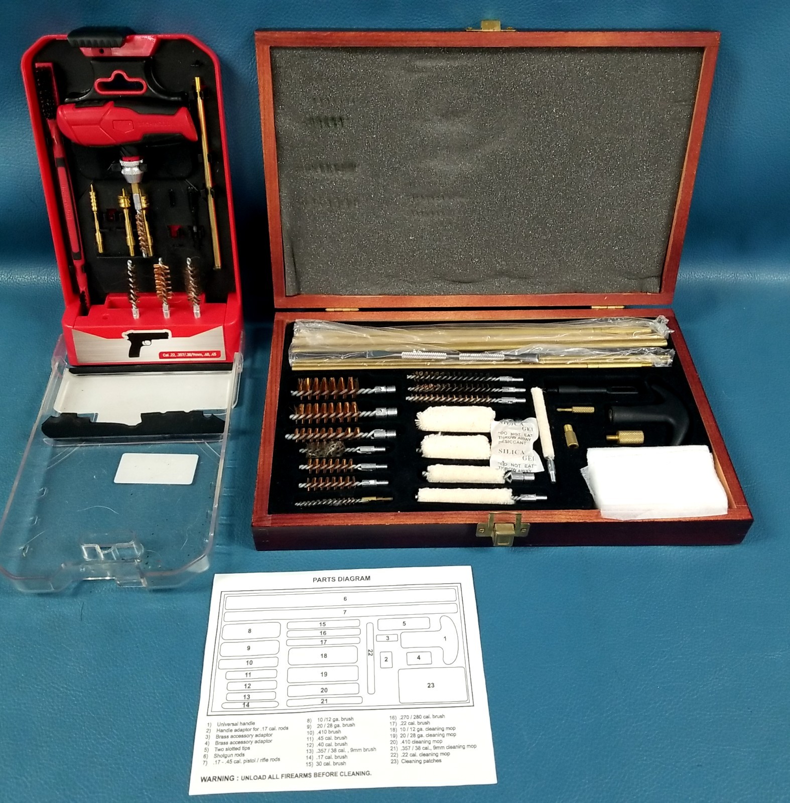 Pair Of Gun Cleaning Kits In Boxes Two Brands Mixed Storage Cases