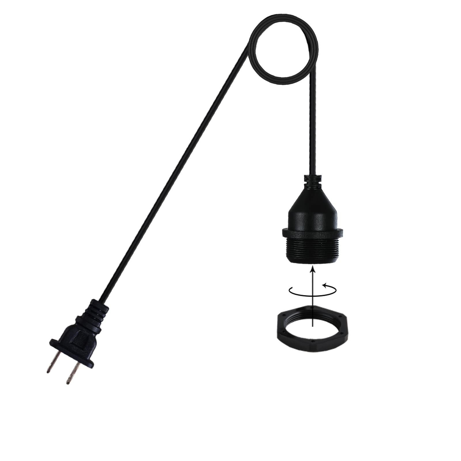 Waterproof Temporary Building Lighting Plug E26 E27 Socket W/Wire 10'
