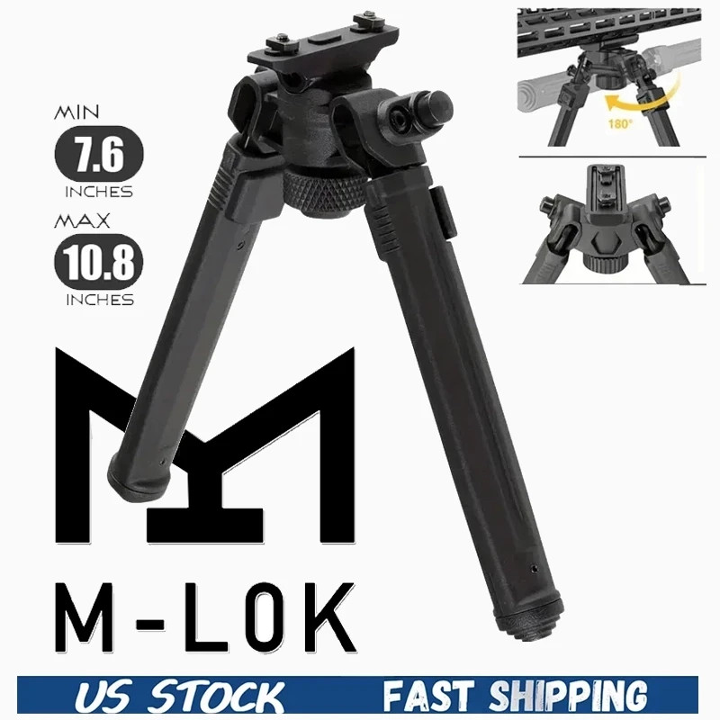 Adjustable Rifle Bipod fit for Mlok Rail Mount Bipod Aluminum Polymer US Stock
