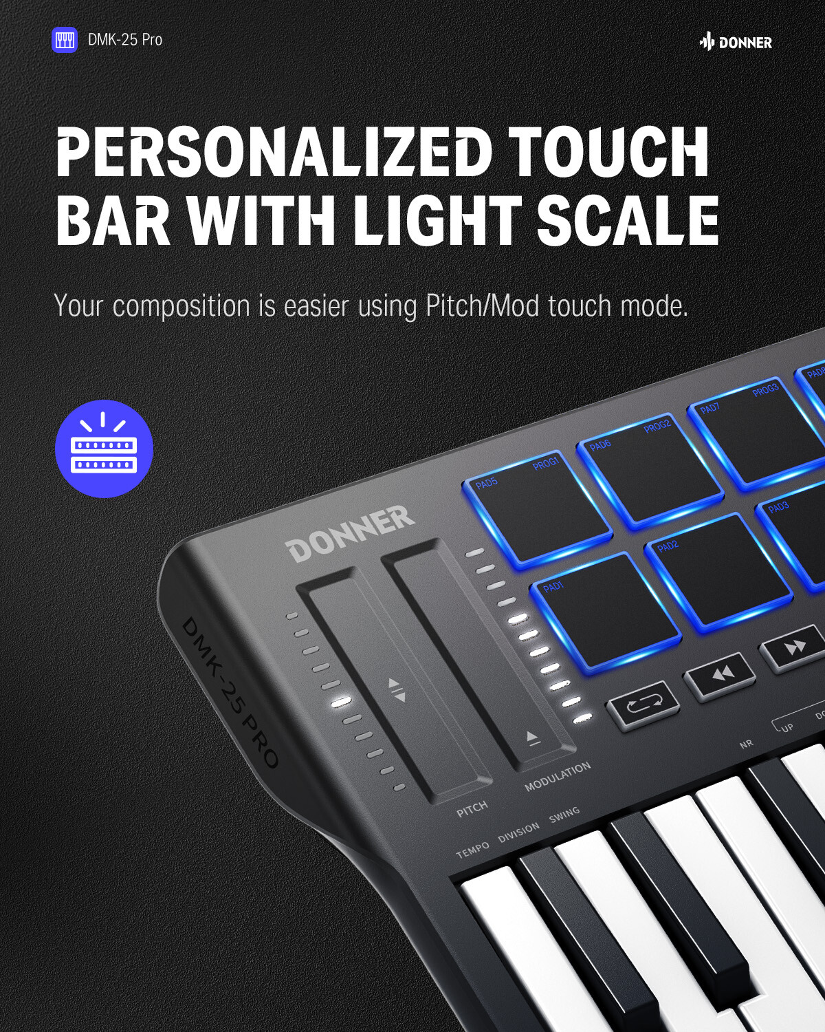 🎹 Donner DMK25 Pro MIDI Keyboard Controller With Software & 40 Teaching Courses