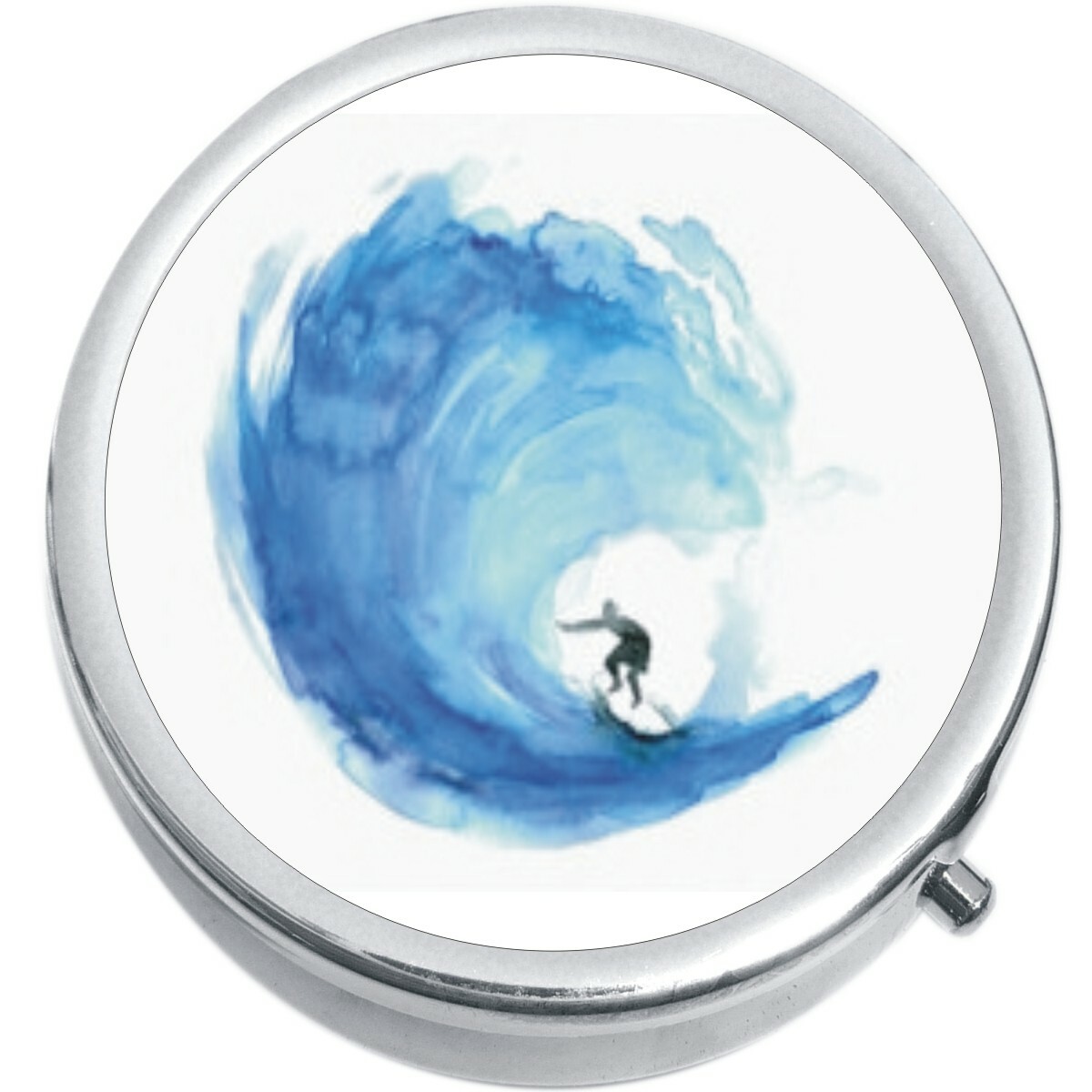 Watercolor Wave Surf Ocean Medicine Pill Box