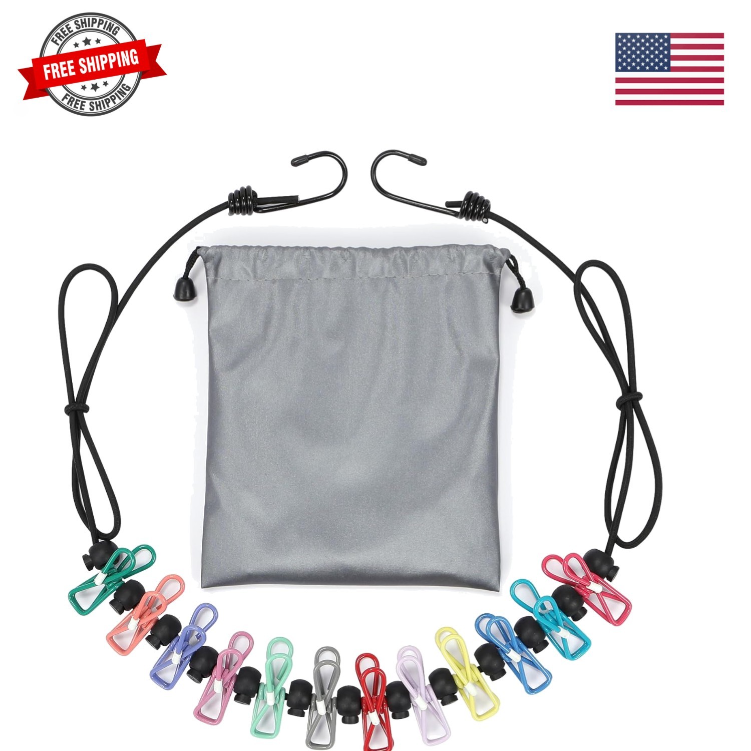 Retractable Portable Travel Clothesline with 12 Clips, Indoor Outdoor Clothes...