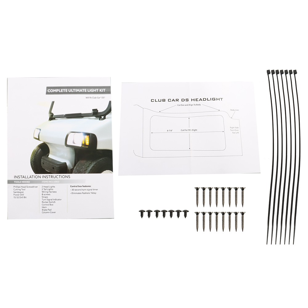 For Club Car DS 1993-UP Golf Cart LED Headlight and Tail Light Kit