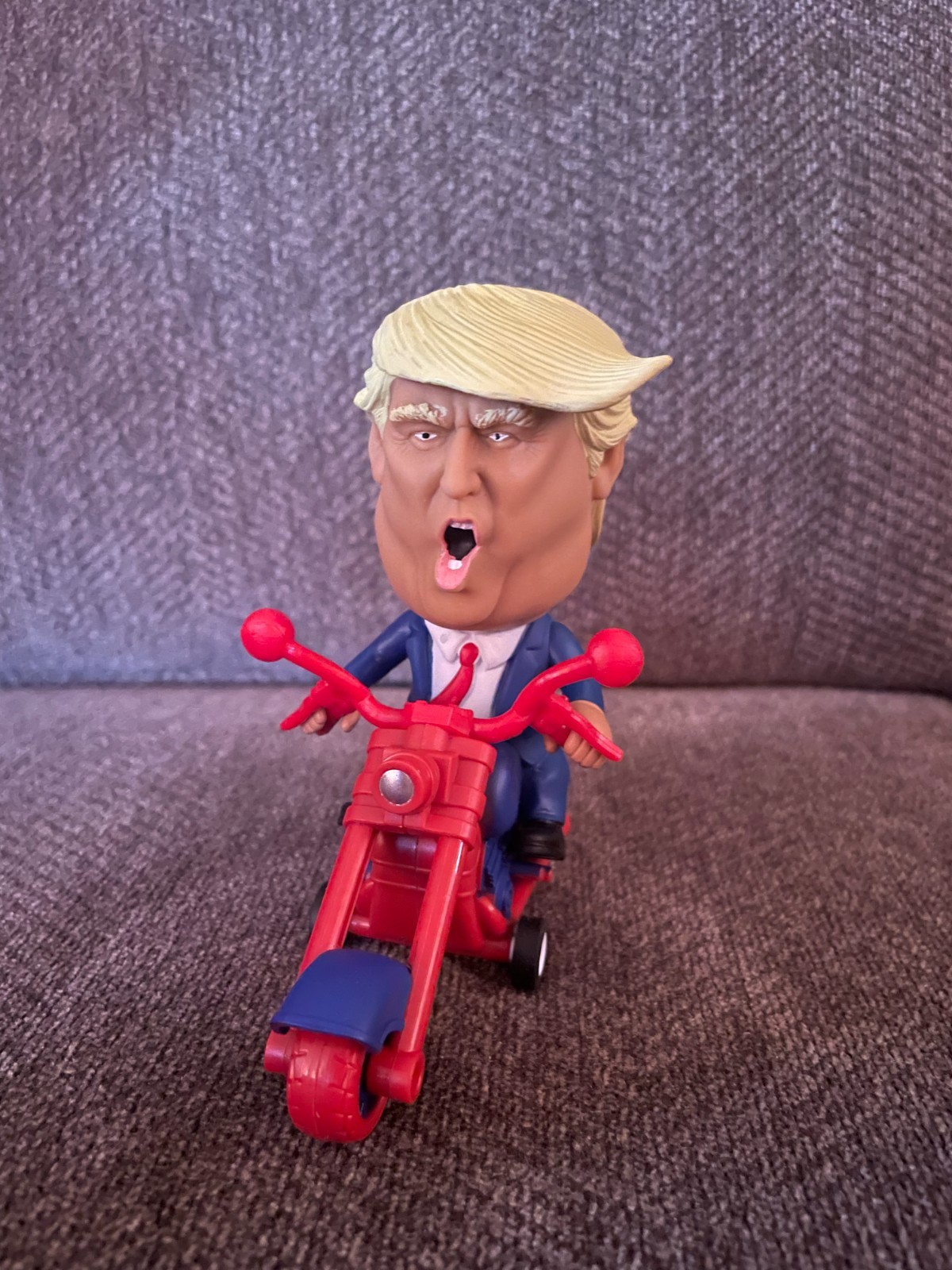 President Donald Trump 2024 Toy Figure Riding Motorcycle Funny Rev Up C