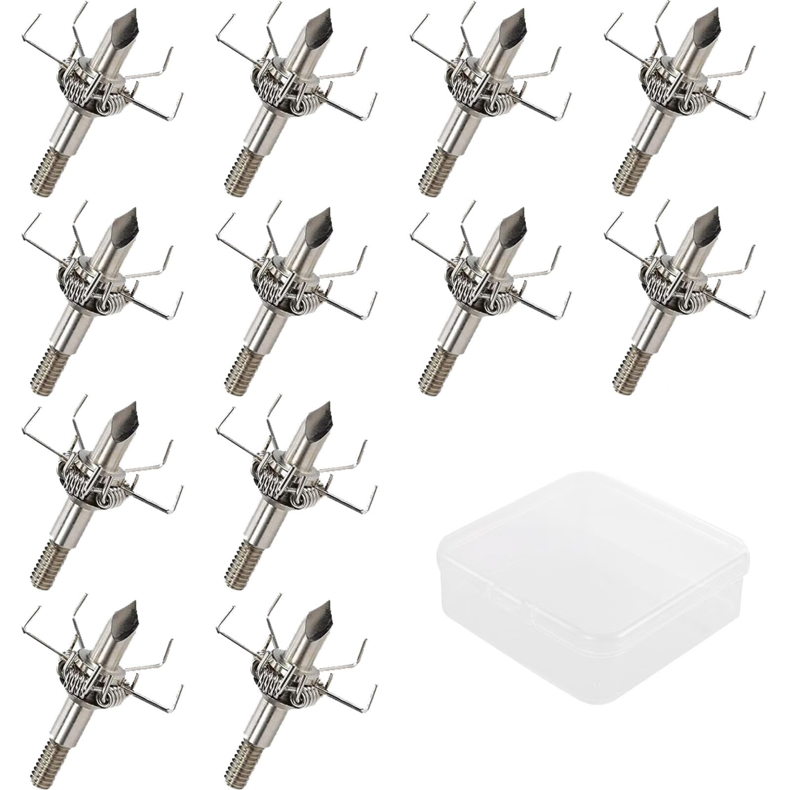 12PK 100 Grain Small Game Broadheads Blunt Judo Points with Broadhead Case Sc...