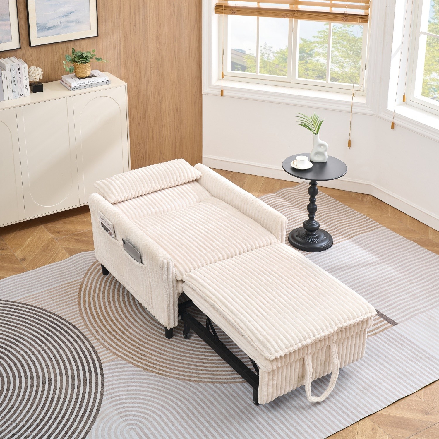 Corduroy 3 in 1 Convertible Sofa Bed Folding Recliner Sleeper Sofa Chairs