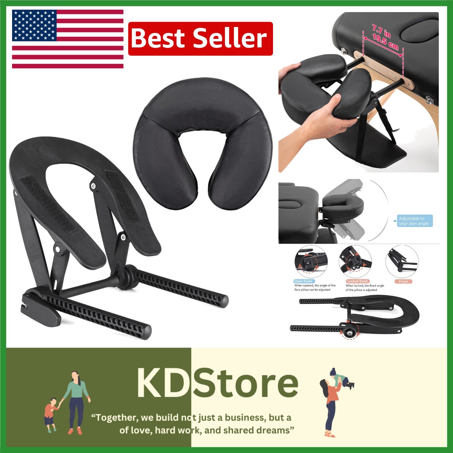 Durable Waterproof Adjustable Face Cradle with Foam Cushion for Massage Tables