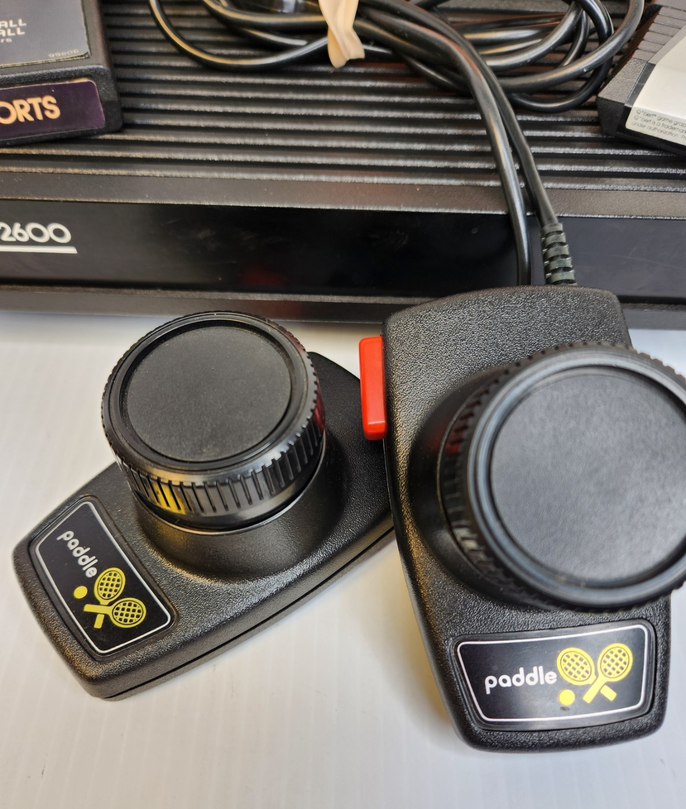 Atari CX-2600 TESTED DARTH VADER 4 Switch Console with 2 PADDLES and 3 Games