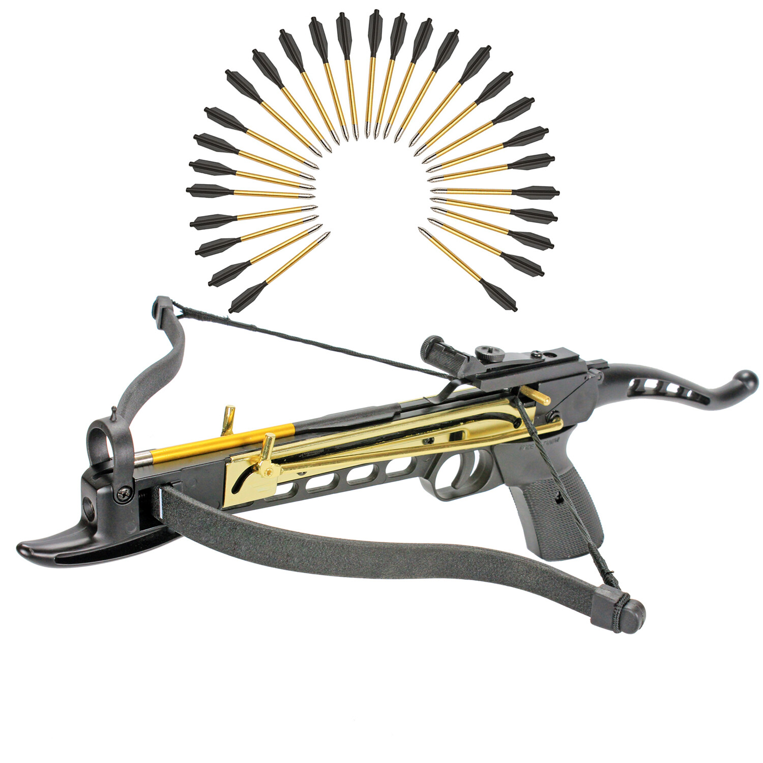 KingsArchery Crossbow Self Cocking Handheld 80 LBS 27 Aluminum Arrows Tactical
