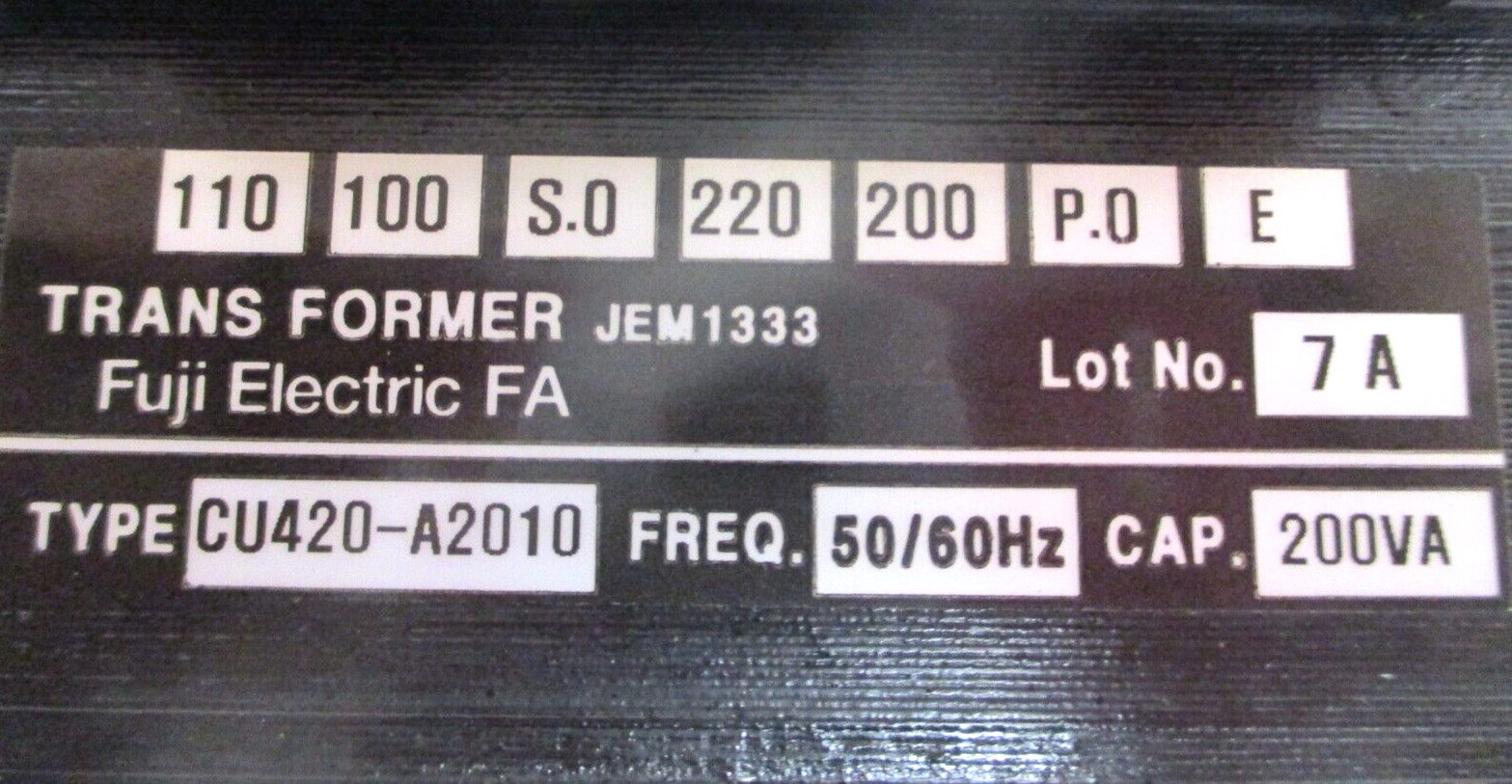 FUJI ELECTRIC FA , CU420-A2010 TRANSFORMER , SURPLUS