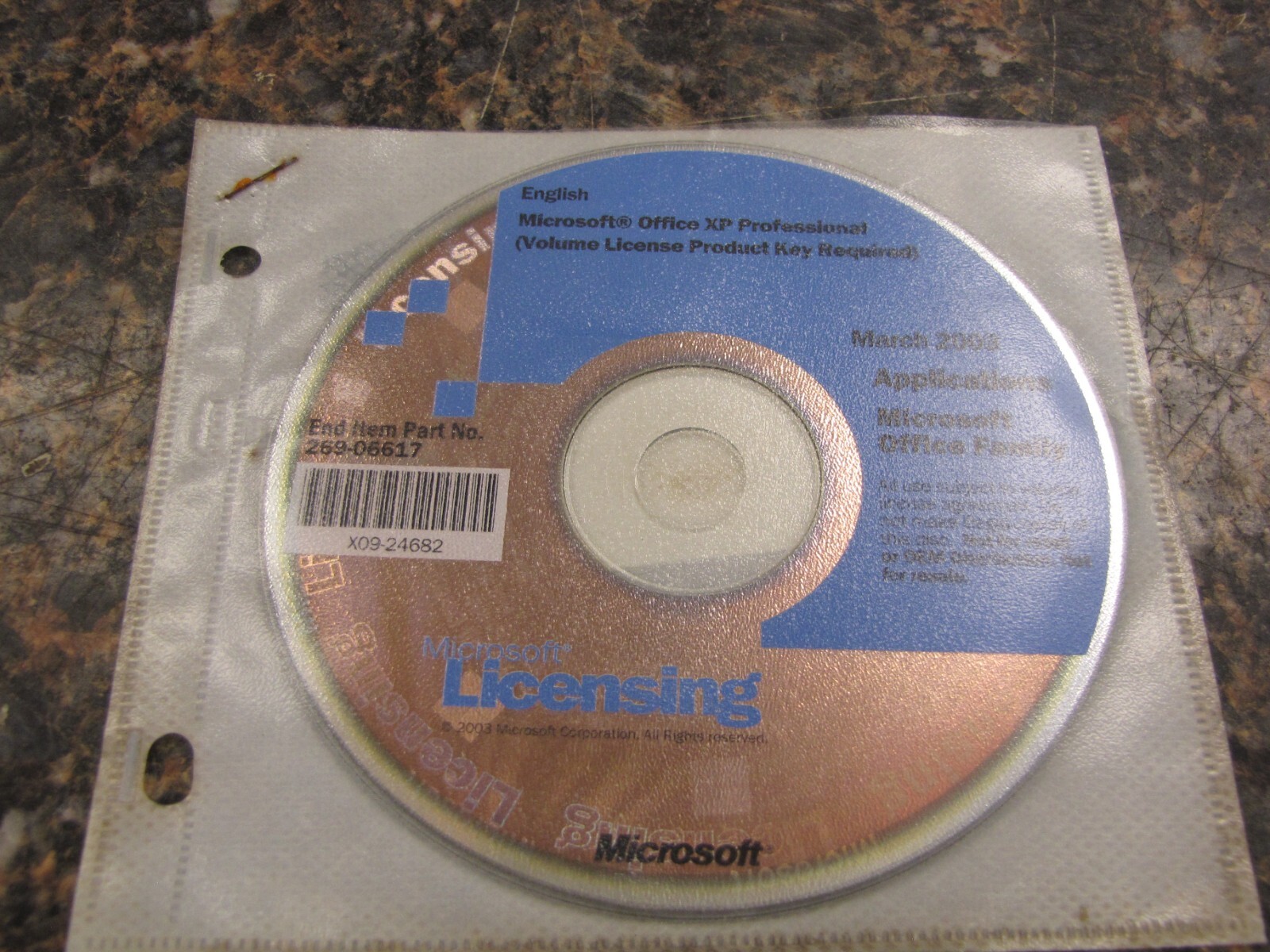 Vintage Microsoft 269-06617 Licensing CD-ROM March 2003 - MH43