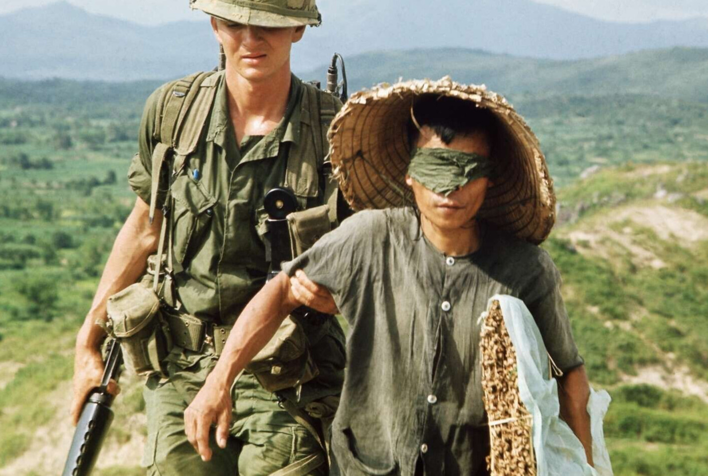 Vietnam  War  Photos --  US Soldier + Blind Folded - VC