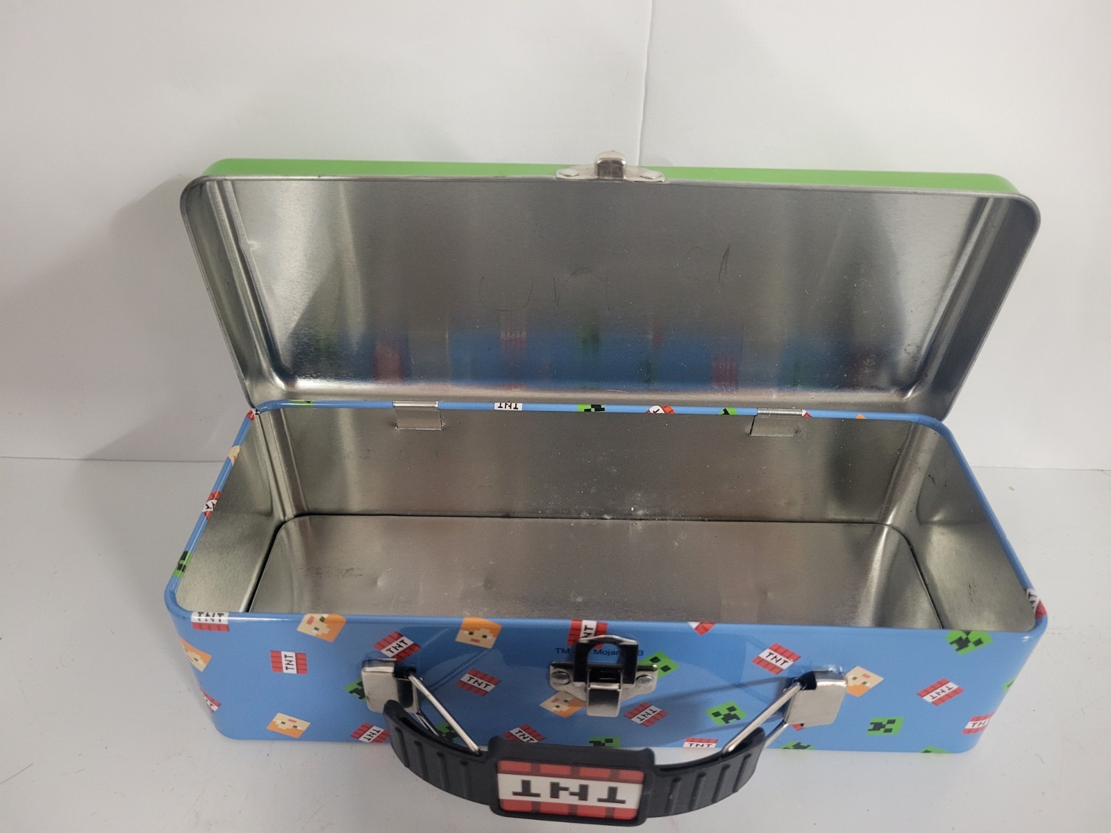 Minecraft Green Tin Tool Box Handle Latch/Hinge Pencil Box Storage