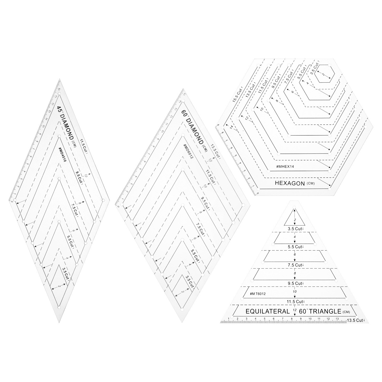 4pcs Quilting Cutting Template Acrylic for Quilting Sewing Cutting