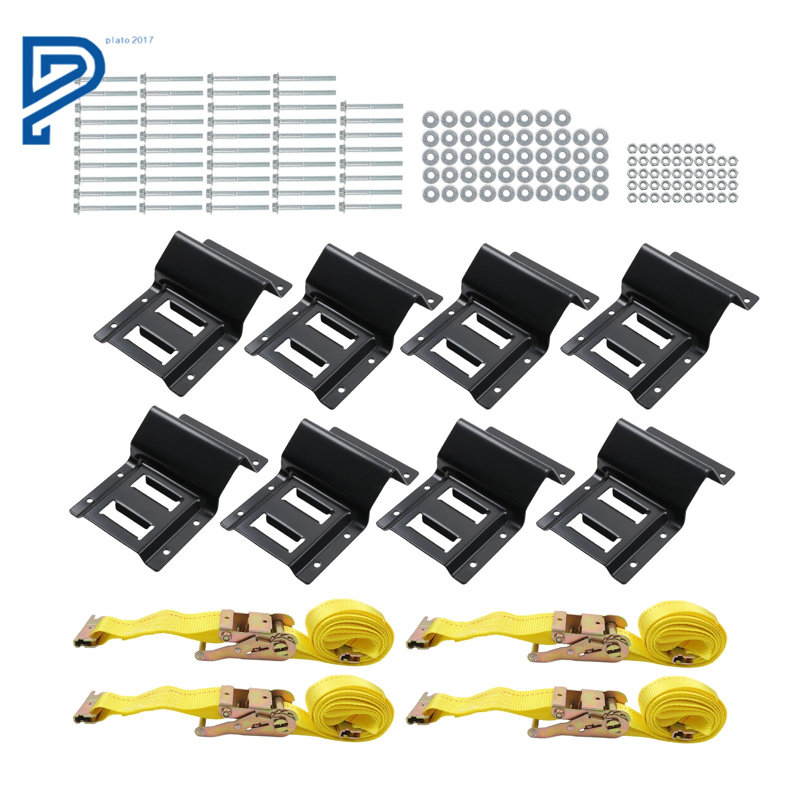 Wheel Chock Tie Down Kit Heavy Duty Trailer Tire Straps System For ATV UTV