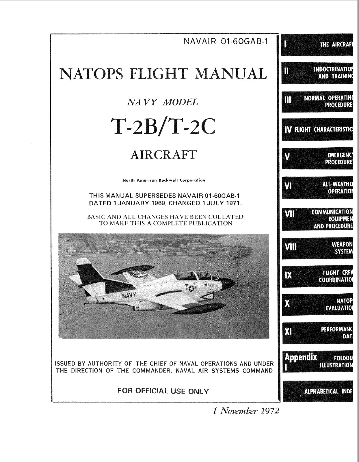 282 Page 1972 Navair 01-60GAB-1 Flight Manual T-2 T-2B/T-2C Aircraft on CD
