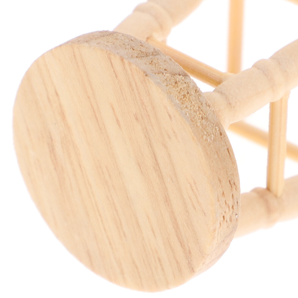 4PCS Wooden Stools Photo Props Kids Playthings Dollhouse Supplies (Khaki)
