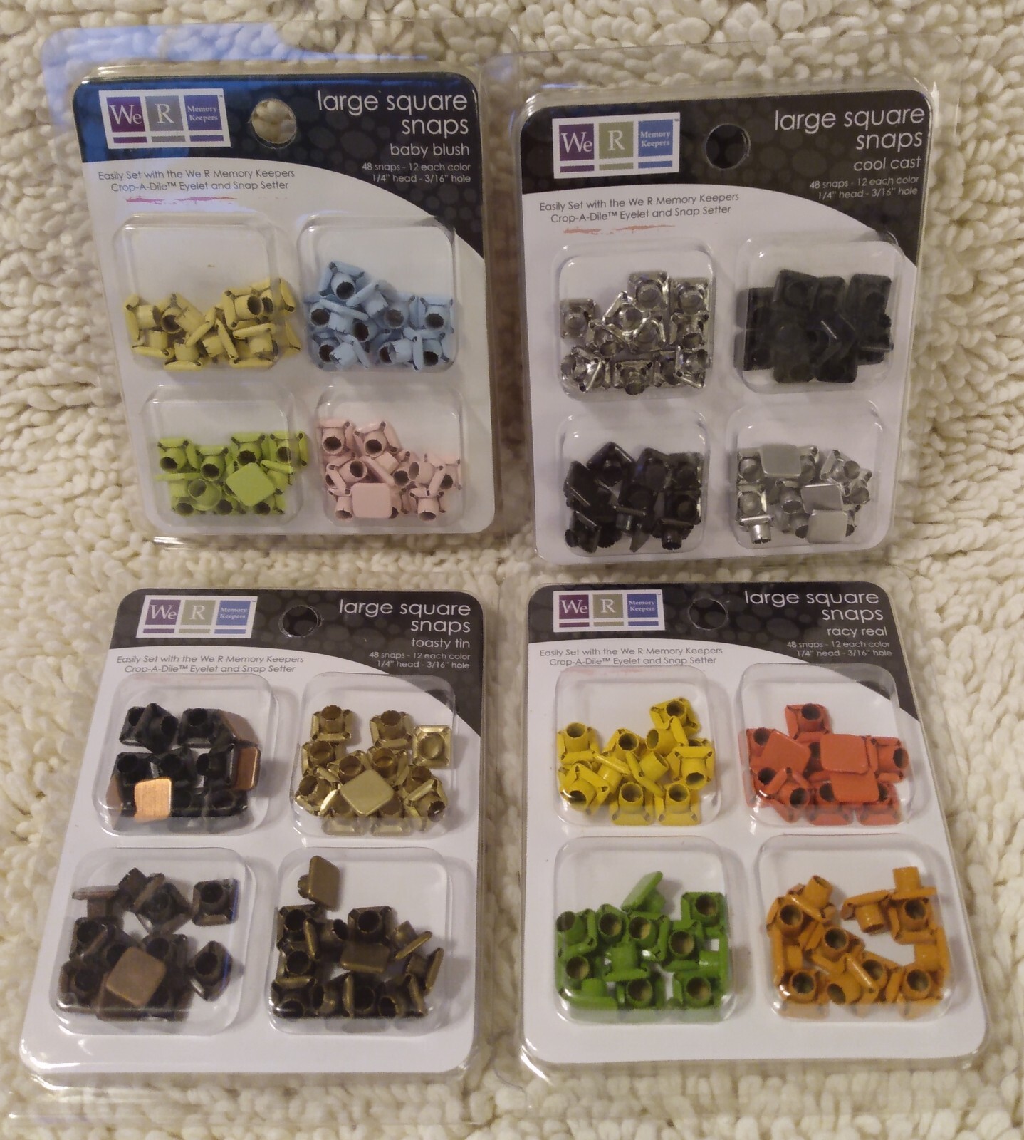 We R Memory Keepers Large Square Snaps Metal 4 Different Packages NEW