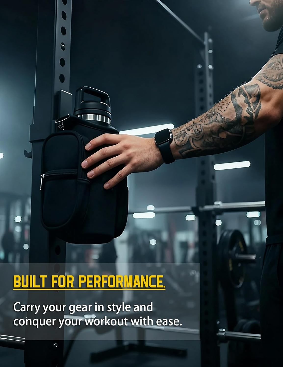 Magnetic Gym Bag for Men & Women - Water Bottle Holder, Crossbody Strap, Touchsc