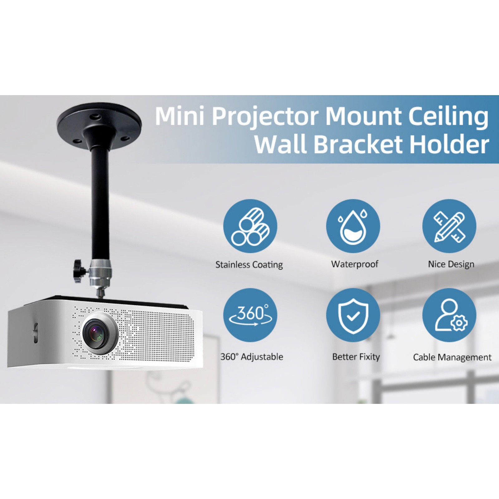 360° Rotatable Universal Wall Ceiling Mount Stand for Mini Projector DVR Camera